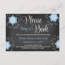 Chalkboard Blue Snowflake Baby Shower Bring a Book Enclosure Card