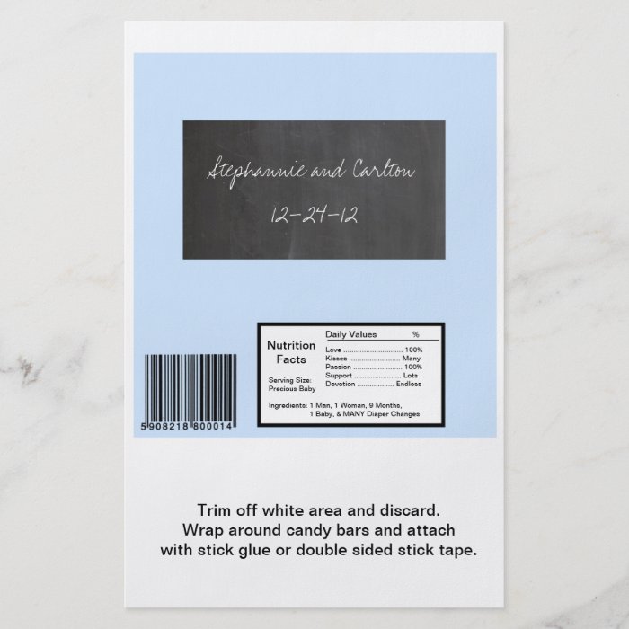 Chalkboard Blue Wedding Large Candy Wrapper Custom Flyer