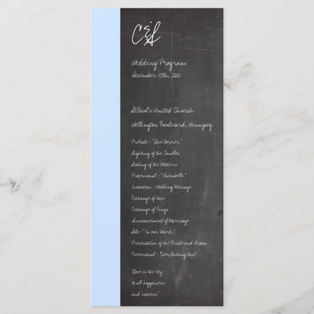 Chalkboard Blue Wedding Programs (Front)