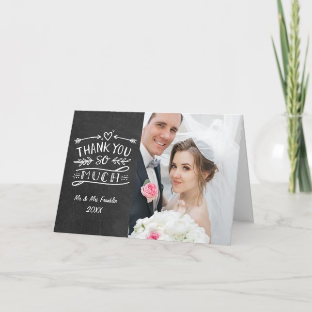 Chalkboard Boho Wedding Photo Thank You So Much (Front)
