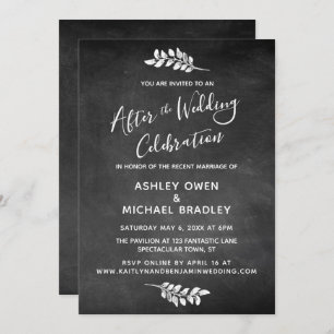 Chalkboard & Botanical After Wedding Celebration Invitation