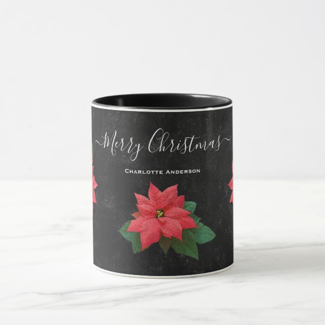 Chalkboard Botanical Merry Christmas Floral Mug (Center)