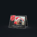 Chalkboard Botanical Merry Christmas Photo Holiday Card<br><div class="desc">Elegant Poinsettia with Chalkboard background and Silver frames Christmas Holiday Card that you can customize with your own name and photos.
Please replace the sample photos with your own.
Photo sample courtesy of https://pixabay.com/es/users/yamabsm-1300729/</div>