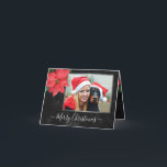 Chalkboard Botanical Merry Christmas Photo Holiday Card<br><div class="desc">Elegant Poinsettia with Chalkboard background and Silver frames Christmas Holiday Card that you can customize with your own name and photos.
Please replace the sample photos with your own.
Photo sample courtesy of https://pixabay.com/es/users/yamabsm-1300729/</div>