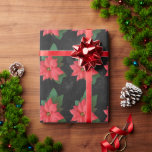 Chalkboard Botanical Merry Christmas Watercolor Wrapping Paper<br><div class="desc">Elegant Floral Poinsettia with black Chalkboard background Christmas Holiday wrapping paper,  seamless pattern.</div>
