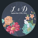 Chalkboard Bouquet Floral Wedding | Circle Sticker<br><div class="desc">Cartita design ©2015  All Rights Reserved
Feel free to change or add text!

I Hope you enjoy my illustrations!
 
 Look for matching cards!</div>