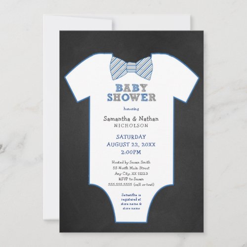 Chalkboard Bow Tie Undershirt boy Baby Sprinkle Invitation