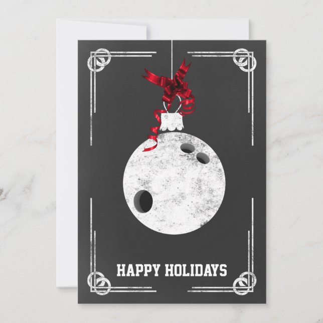 chalkboard bowling Christmas Cards (Front)