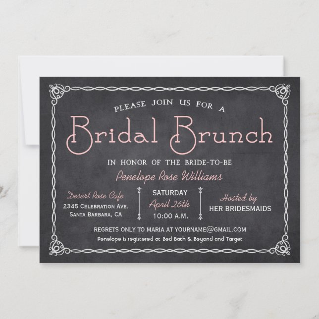 Chalkboard Bridal Brunch Bridal Shower Invitations (Front)