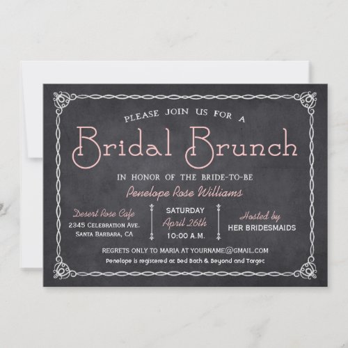 Chalkboard Bridal Brunch Bridal Shower Invitations