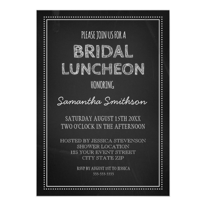 Chalkboard Bridal Lunch Invitation Cards