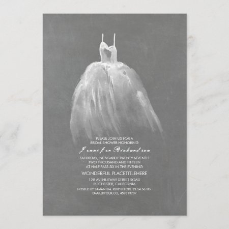Chalkboard Bridal Shower Elegant Vintage Gown Invitation