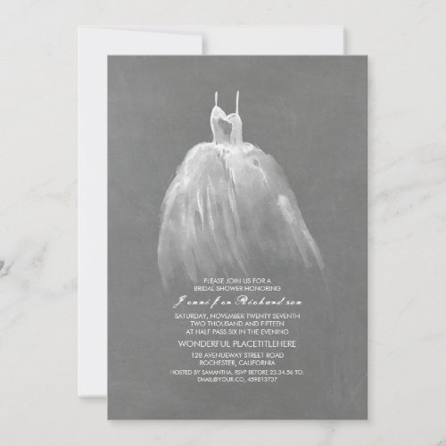 Chalkboard Bridal Shower Elegant Vintage Gown Invitation - Wedding gown bridal shower invitation with the stylish watercolor design. Perfect invite for the modern yet vintage bride-to-be who loves the unique and creative style. See matching items here: https://www.zazzle.com/collections/chalkboard_dreamy_bridal_shower_products-119901665443763426
-- All design elements created by Jinaiji.