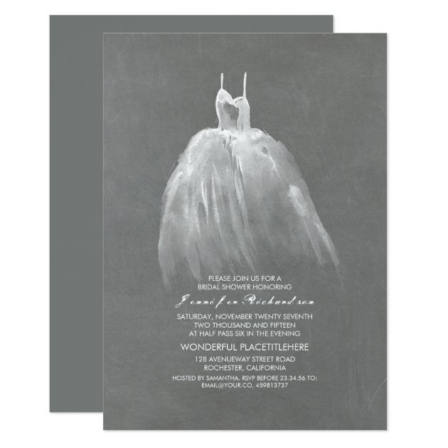 Chalkboard Bridal Shower Elegant Wedding Gown Invitation