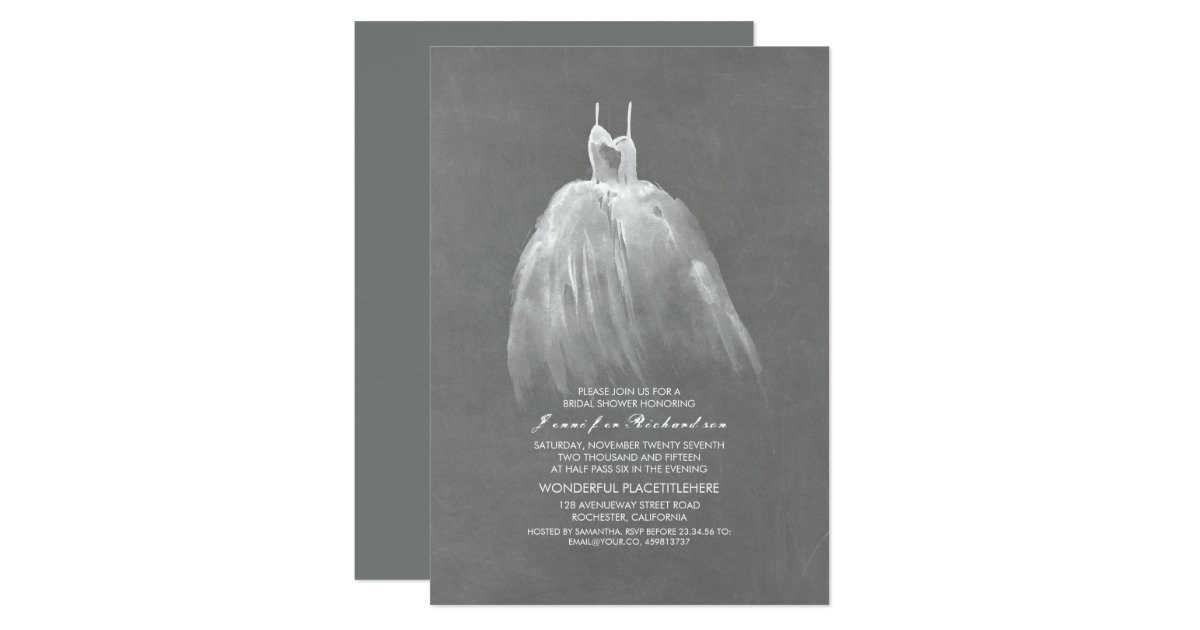 Chalkboard Bridal Shower Elegant Wedding Gown Card | Zazzle