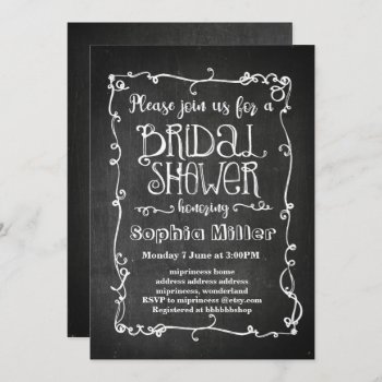 Chalkboard Bridal Shower Invitation by miprincess at Zazzle