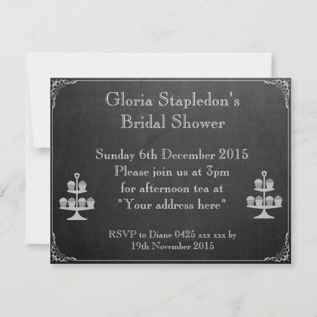 Chalkboard Bridal Shower Invitation (Front)