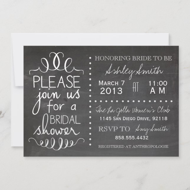 Chalkboard Bridal Shower Invitation (Front)