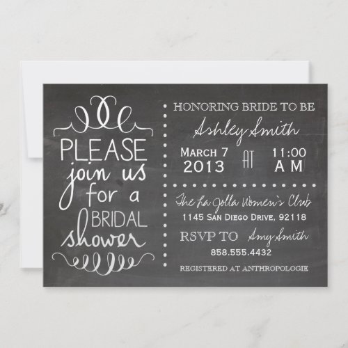 Chalkboard Bridal Shower Invitation