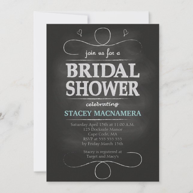 Chalkboard Bridal Shower Invitation (Front)