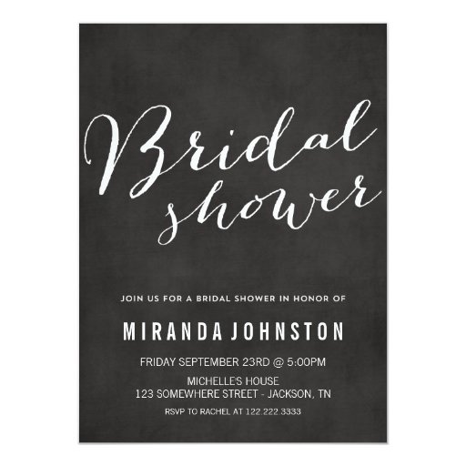 Chalkboard Bridal Shower Invitations | Zazzle