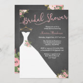 Chalkboard Bridal Shower Invitations with Dress (Front/Back)