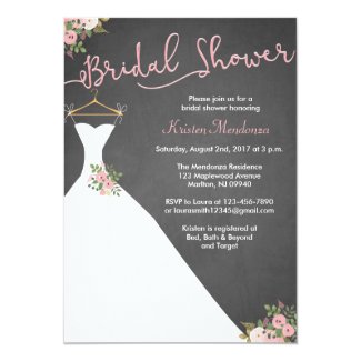 Chalkboard Bridal Shower Invitations with Dress