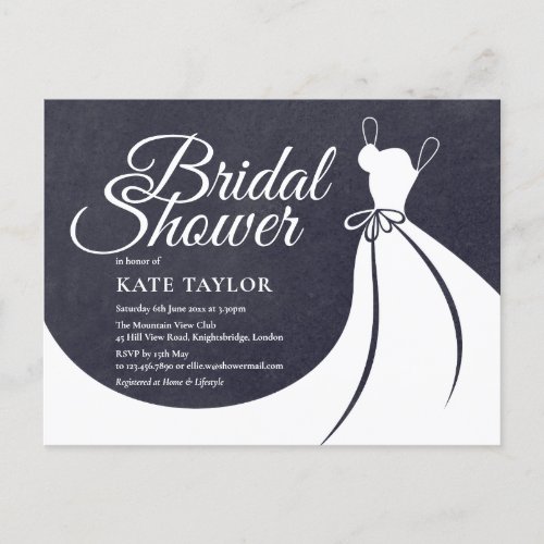 Chalkboard Bridal Shower Pretty Gown Invitation