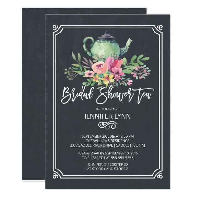 Chalkboard Bridal Shower Tea Wedding Shower Invite