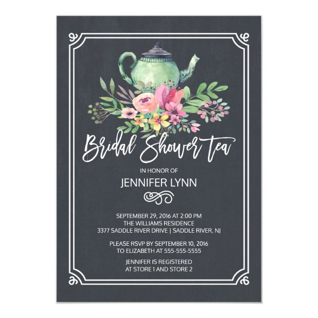 Chalkboard Bridal Shower Tea Wedding Shower Invite