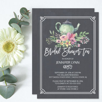 Chalkboard Bridal Shower Tea Wedding Shower Invite by invitationstop at Zazzle