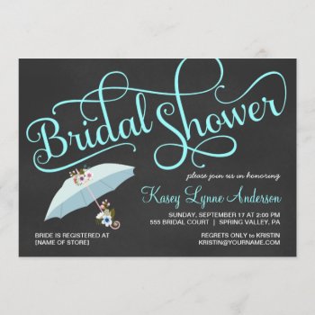 Chalkboard Bridal Shower Umbrella Invitations by weddingtrendy at Zazzle