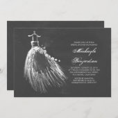 Chalkboard Bridal Shower with Wedding Gown Invitation (Front/Back)