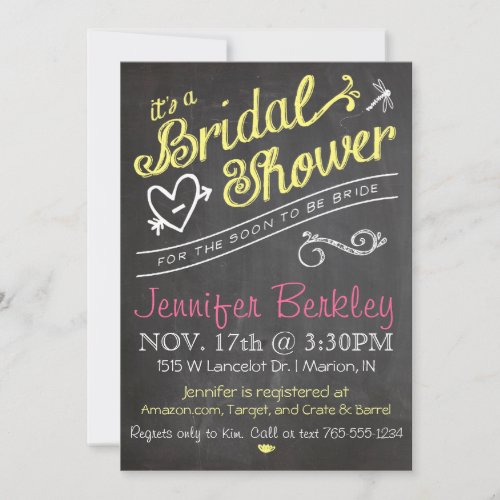 Chalkboard Bridal Wedding Shower Invitation