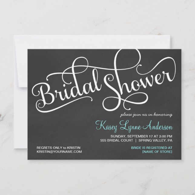 Chalkboard Bridal Wedding Shower Invitations (Front)