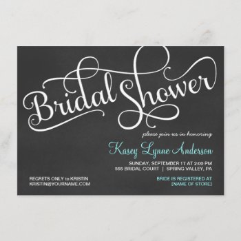 Chalkboard Bridal Wedding Shower Invitations by weddingtrendy at Zazzle