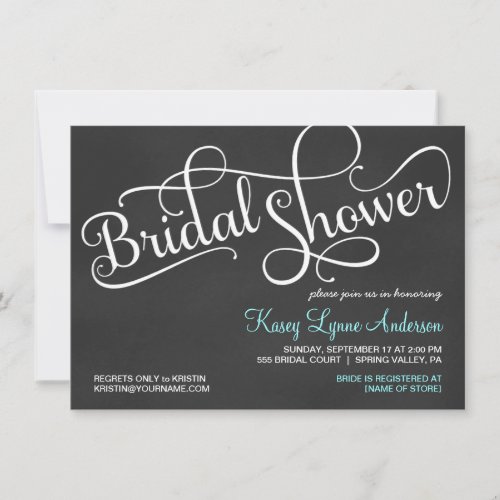 Chalkboard Bridal Wedding Shower Invitations