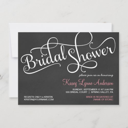 Chalkboard Bridal Wedding Shower Invitations