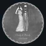 Chalkboard Bride and Groom Wedding Sticker<br><div class="desc">Chalkboard Bride and Groom Wedding Sticker</div>