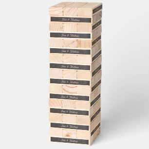 Chalkboard Bride & Groom Names Customized Wedding Topple Tower