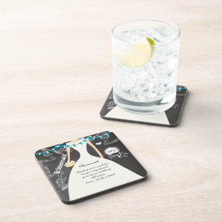 Chalkboard Bride & Groom Wedding Coaster