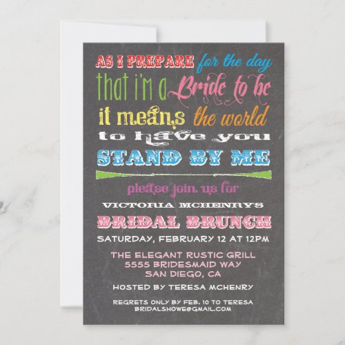 Chalkboard Bridesmaid Brunch Invitations