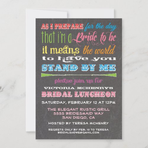 Chalkboard Bridesmaid Luncheon Invitations