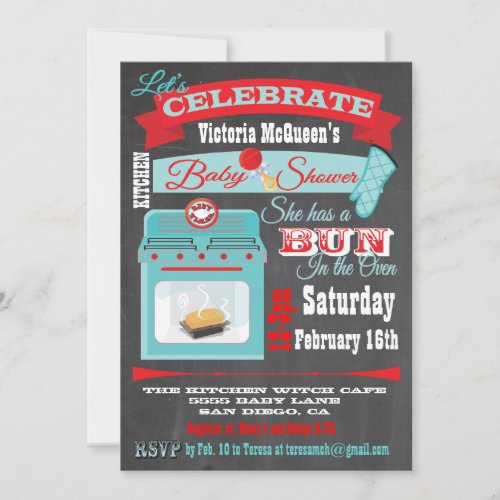 Chalkboard "Bun in the oven" Baby Shower Invites