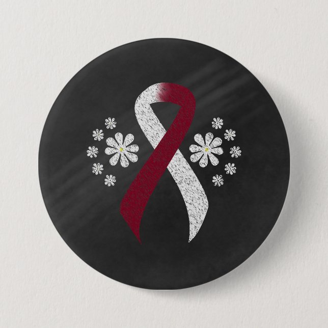 Chalkboard Burgundy and Ivory Ribbon Pinback Button (Front)