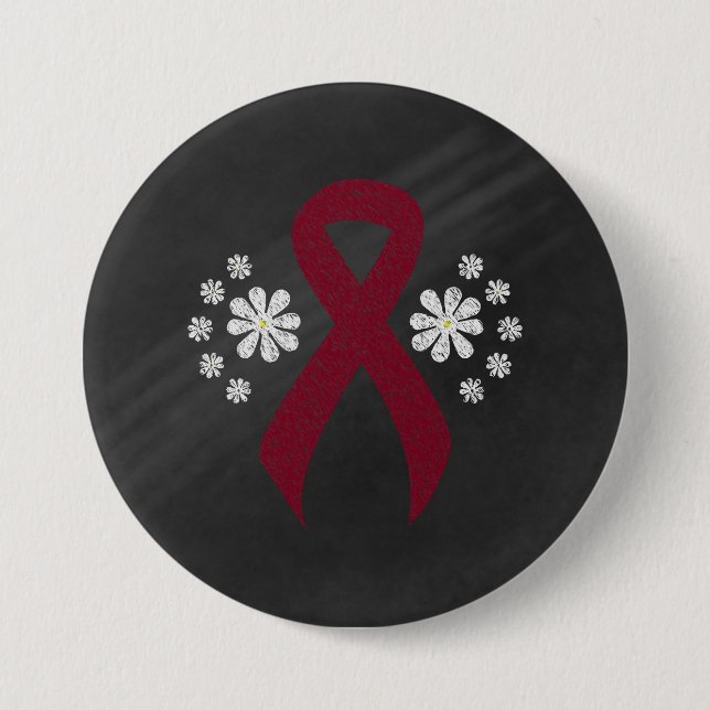 Chalkboard Burgundy Awareness Ribbon Pinback Button (Front)