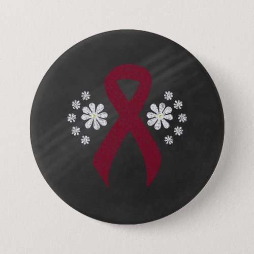 Chalkboard Burgundy Awareness Ribbon Pinback Button