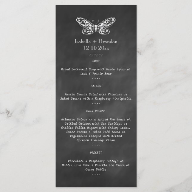 Chalkboard Butterflies Menu (Front)