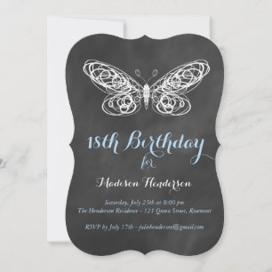 Chalkboard Butterfly 18th Birthday Invitation