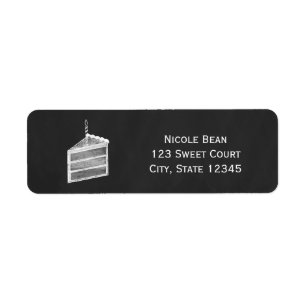 Chalkboard Cake Slice Birthday Address Labels